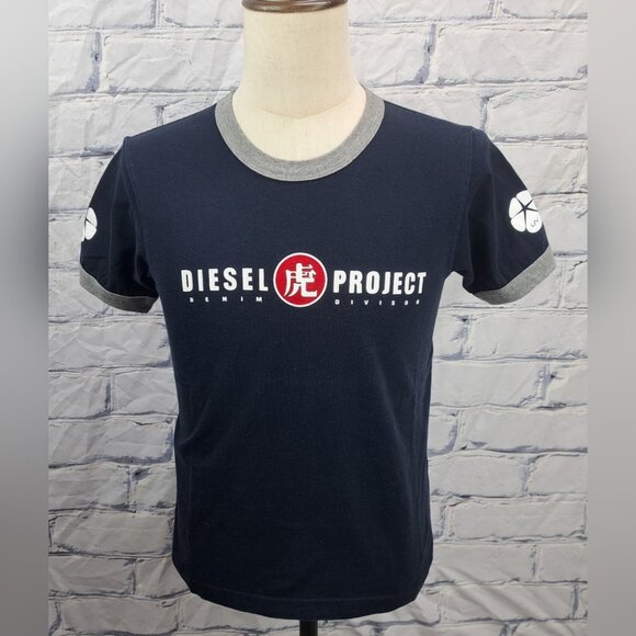 Diesel Men's Vintage Ringer T-Shirt Tee 90s Ultra Violent Streetwear XS XXS